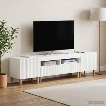 vidaXL 3-delige LED TV-kast ARNHEM 3 st Hoogglans Wit, Minder dan 50 cm, Verzenden, Nieuw, Minder dan 100 cm