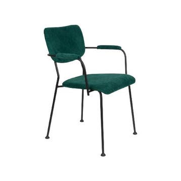 Zuiver Benson Armstoel Groen - Eetkamerstoel - Nieuw in, Huis en Inrichting, Stoelen, Ophalen of Verzenden, Nieuw, Zwart