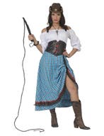 Cowgirl Jurk Blauw Lang, Kleding | Dames, Carnavalskleding en Feestkleding, Ophalen of Verzenden, Nieuw