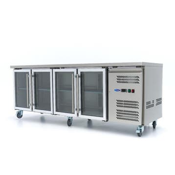 Koelwerkbank - 223 cm - 4 Glazen Deuren, Verzenden, Nieuw in verpakking, Koelen en Vriezen