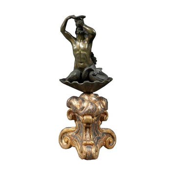 sculptuur, Triton blowing a conch shell - 51 cm - Brons,
