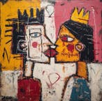 Eric Brumette - KISS ME LIKE BASQUIAT 9 - Toile L, Antiek en Kunst