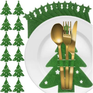 Ruhhy Bestekhouder Kerstbomen – Set van 12 Stuks, Vilten.., Ophalen of Verzenden, Nieuw