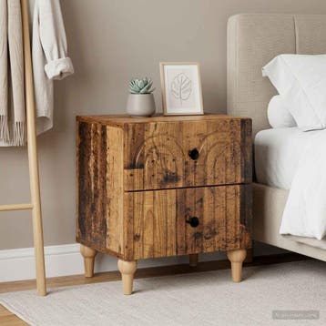 vidaXL Nachtkastje 2 st Oud hout 43 x 34,5 x 48 cm Bewerkt, Minder dan 45 cm, Verzenden, Nieuw, Minder dan 55 cm
