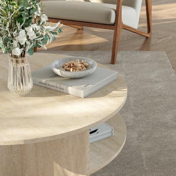 Salontafel Reykhon rond Ø80x41 cm travertijn [en.casa], Verzenden, Nieuw