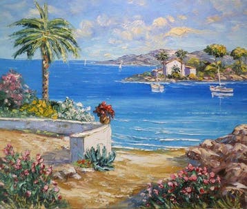 R. Vincent (1954) - Bord de mer au Lavandou en Provence