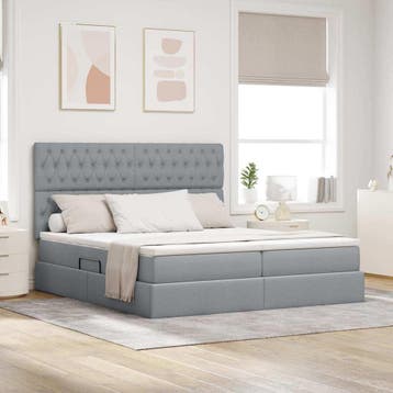 vidaXL Opslag bed met hoofdeinde Lichtgrijs 180 x 200 cm, Verzenden, Nieuw