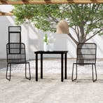 vidaXL 3-delige Tuinset zwart, Tuin en Terras, Tuinsets en Loungesets, 2 zitplaatsen, Verzenden, Nieuw, Rvs