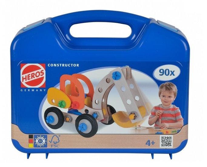 Heros Houten Constructor In Koffer 90-Delig (Poppenhuizen), Kinderen en Baby's, Speelgoed | Overig, Nieuw, Ophalen of Verzenden