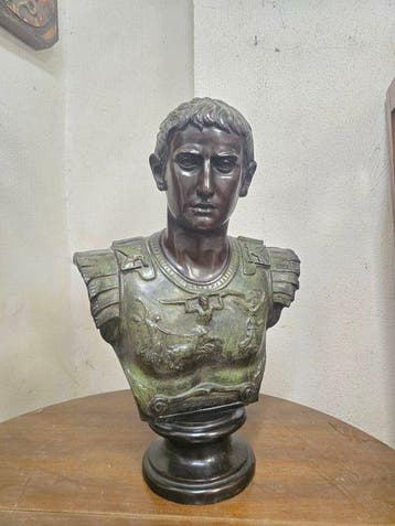 sculptuur, Il Cesare Augusto - 75 cm - Brons, Antiek en Kunst