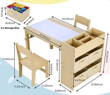 Kinder Kunsttafel met 2 Stoelen en Opbergruimte, Verzenden, Nieuw