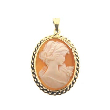 Gouden hanger met camee (Hanger of bedel), Ophalen of Verzenden, Gebruikt, Goud, Overige merken