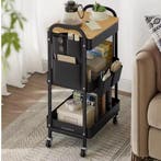 Zwarte Metalen Keukenwagen met Opbergbakken op Wielen, Verzenden, Nieuw in verpakking