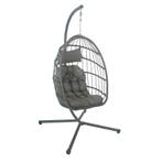 Schommelstoel PE Rattan Grijs | Nieuw | Beperkte Voorraad, Binnen, Nieuw, Ophalen of Verzenden, Met standaard