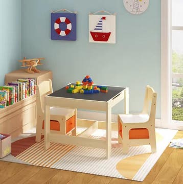 Houten Kindertafel met 2 Stoelen en Opbergruimte, Verzenden, Nieuw