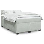 vidaXL Boxspring met matras fluweel lichtgrijs 160x200 cm, Verzenden, 200 cm, 160 cm, Nieuw