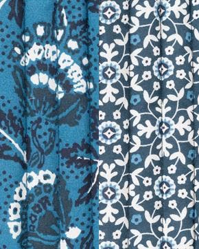 Gewatteerde Quilt Abstract Bloemen Blauw, Hobby en Vrije tijd, Stoffen en Lappen, Nieuw, Blauw