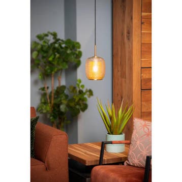 Lucide AGATHA - Hanglamp - Ø 18 cm - 1xE27 - Mat Goud /, Huis en Inrichting, Lampen | Hanglampen, Verzenden, Zo goed als nieuw