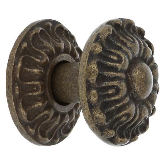 Deurknop bloem messing antiek 71mm, Doe-het-zelf en Verbouw, Deuren en Horren, Verzenden
