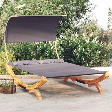 vidaXL Loungebed met luifel 165x203x126 cm gebogen hout, Verzenden, Nieuw