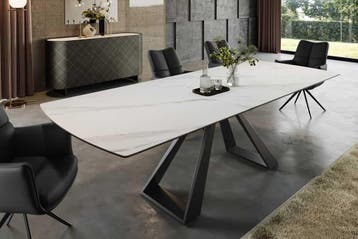 Uitschuifbare eettafel CONCORD 180-230cm wit keramiek marmer, Huis en Inrichting, Tafels | Eettafels, Ophalen of Verzenden, Nieuw