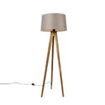 Landelijke tripod vintage hout met linnen kap taupe 45 cm -, Verzenden, Nieuw, Hout, Landelijk