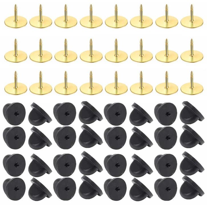 Fako Bijoux - 25 Steek Pinnen Met Rubberen Pin Backs - Badge, Hobby en Vrije tijd, Kralen en Sieraden maken, Verzenden