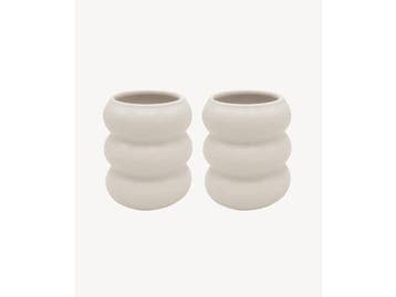 Veiling - Zoha wave keramische mokken beige 400ml set 2, Nieuw