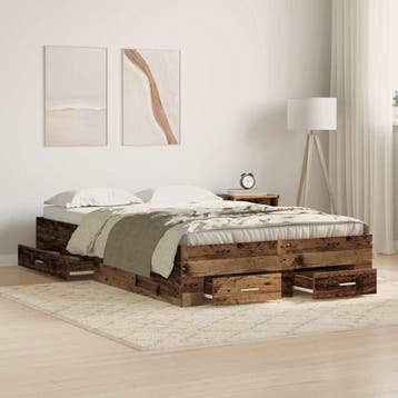 vidaXL Bedframe met lade met opslag Oud Hout 120 x 200 cm, Bruin, Verzenden, Nieuw, Twijfelaar