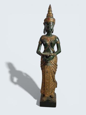 Zeer groot handgesneden houten Boeddhistische-beeld – 113 cm
