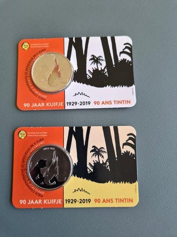 België. 5 Euro 2019 TinTin - Couleur et relief (2 pièces), Postzegels en Munten