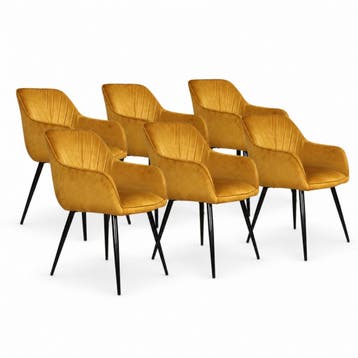DS4U - Gaby eetkamerstoel - Set van 6 - Goud - Velvet -, Ophalen of Verzenden, Nieuw