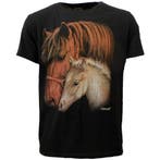 Merrie en Veulen Twee Paarden T-Shirt Zwart, Verzenden, Nieuw