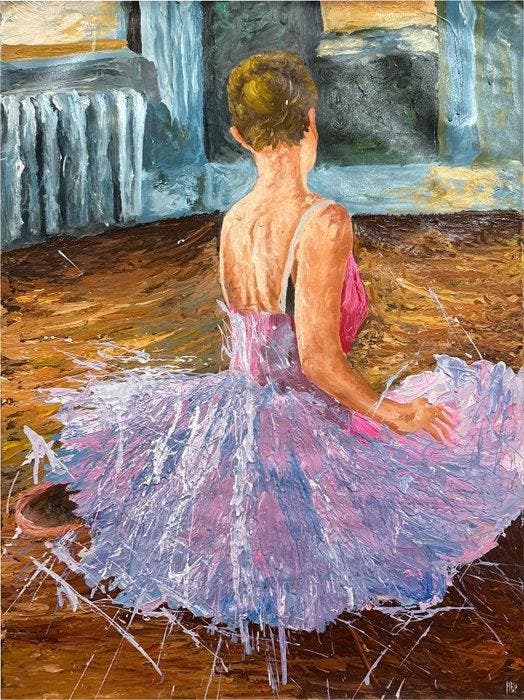 Le Trung Hau (1991) - La danseuse 80 60 cm, Antiek en Kunst, Kunst | Schilderijen | Modern