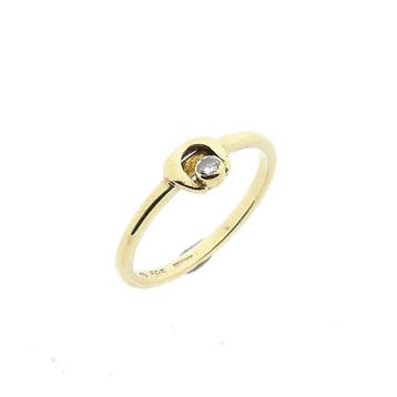Gouden ring met diamant; 0,05 ct., Gebruikt, Ophalen of Verzenden, 17 tot 18, Met edelsteen