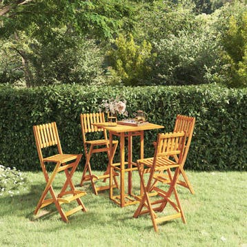 vidaXL 5-delige Tuinbarset massief acaciahout, Verzenden, Nieuw, Hardhout, 4 zitplaatsen