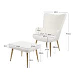 Nieuwe Luxe Fluffy Fauteuil met Kruk - Wit met gouden poten, Verzenden, Nieuw