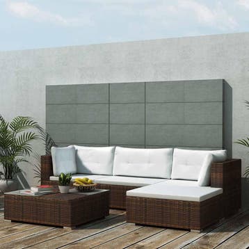 vidaXL 5-delige Loungeset met kussens poly rattan bruin, Verzenden, Nieuw, 5 zitplaatsen, Loungeset