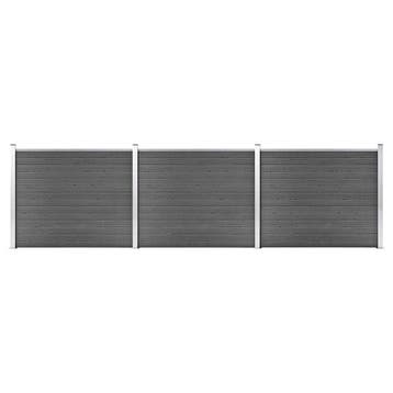 vidaXL Schuttingpanelenset 526x146 cm HKC zwart, Tuin en Terras, Verzenden, Nieuw, Kunststof, 1 tot 2 meter