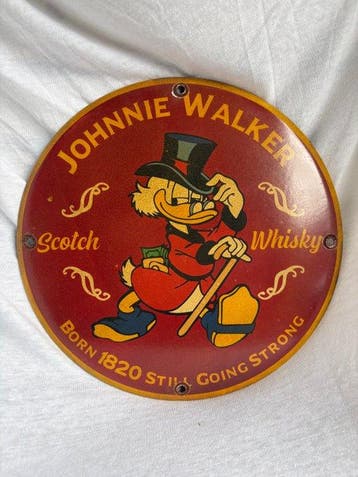 Johnnie Walker Scotch Whisky emaille reclamebord – Scrooge, Verzamelen, Nieuw