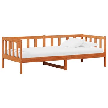 vidaXL Daybed met hoofdeinde Waxbruin en wit 90 x 200 cm, Verzenden, Nieuw, Bruin, Hout