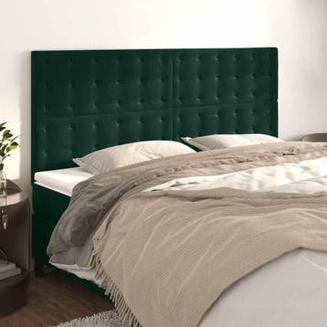 vidaXL Hoofdbord donkergroen 160x5x118/128 cm fluweel, Verzenden, Nieuw, Groen, Stof