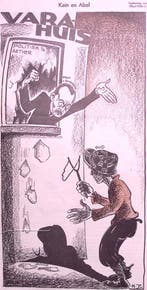 Van Embden en Pieter Oud als Kain en Abel op spotprent, Verzenden