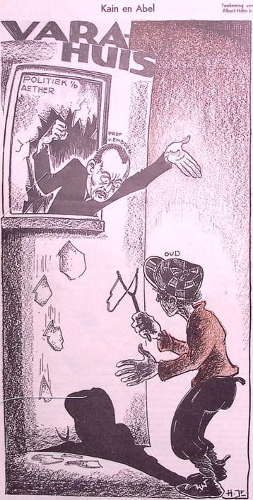 Van Embden en Pieter Oud als Kain en Abel op spotprent, Verzenden