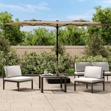 vidaXL Parasol dubbel dak 316x145 cm taupe, Verzenden, Nieuw, 3 tot 4 meter
