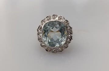 Statement ring - 14 karaat Geel goud, Zilver - 6.30ct. tw.