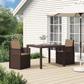 vidaXL Tuin eettafelset 3 st Bruin en Taupe PP, Verzenden, Nieuw, Textileen, 3 zitplaatsen