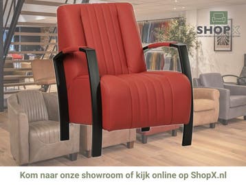 Leren fauteuil Glamour - Toledo Siegelstein (rood), Nieuw, Ophalen of Verzenden, 50 tot 75 cm, Industrieel, Modern, Retro