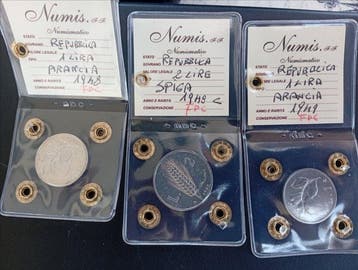 Italië, Republiek 1 lira 1948/1949 Arancia + 2 Lire 1948