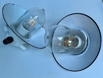 Plafondlamp (2) - Porselein, Staal, Glas - Stal/tuin